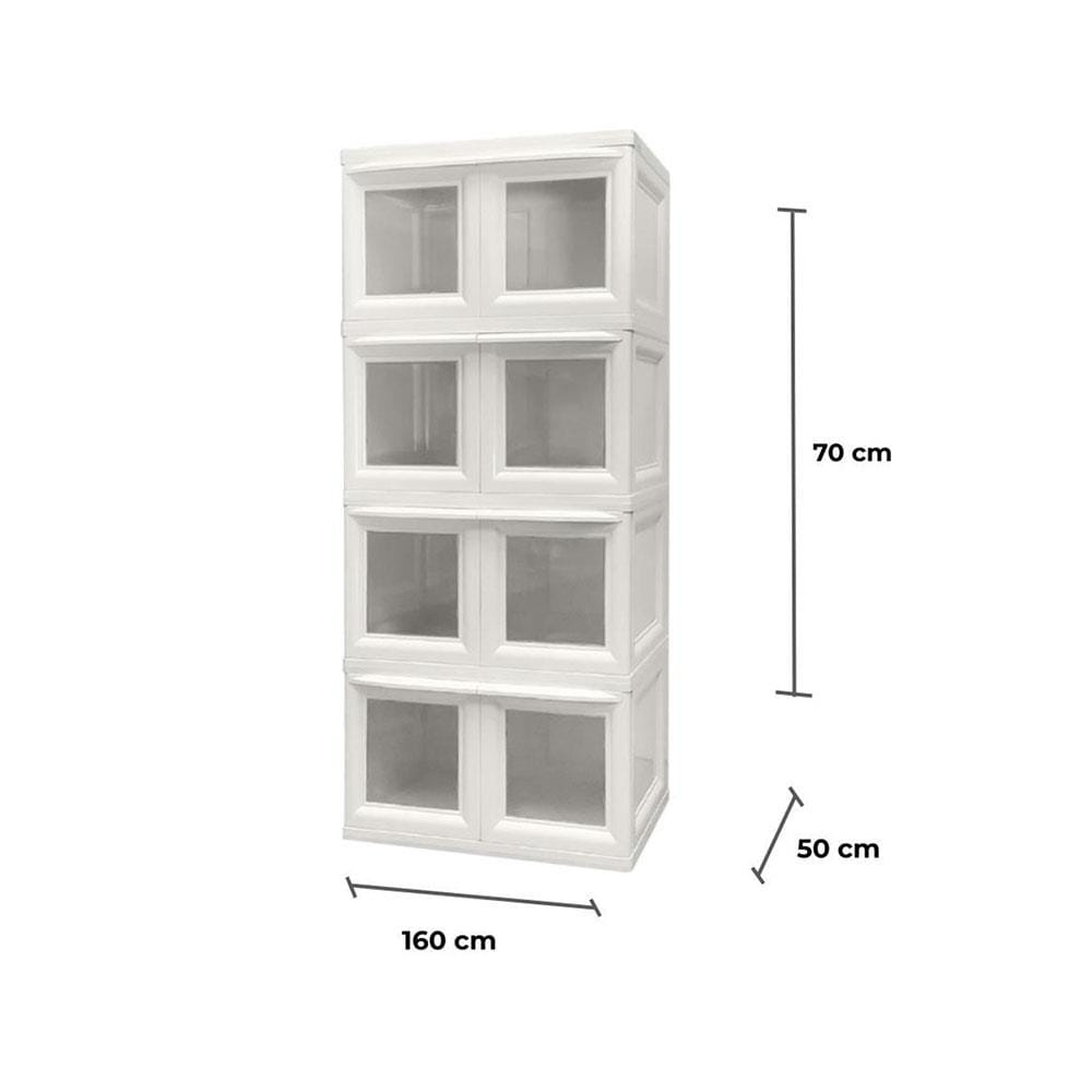 ตู้บานเปิด 4 ชั้น STACKO CLEAR VID 70x50x160 ซม. สีขาว