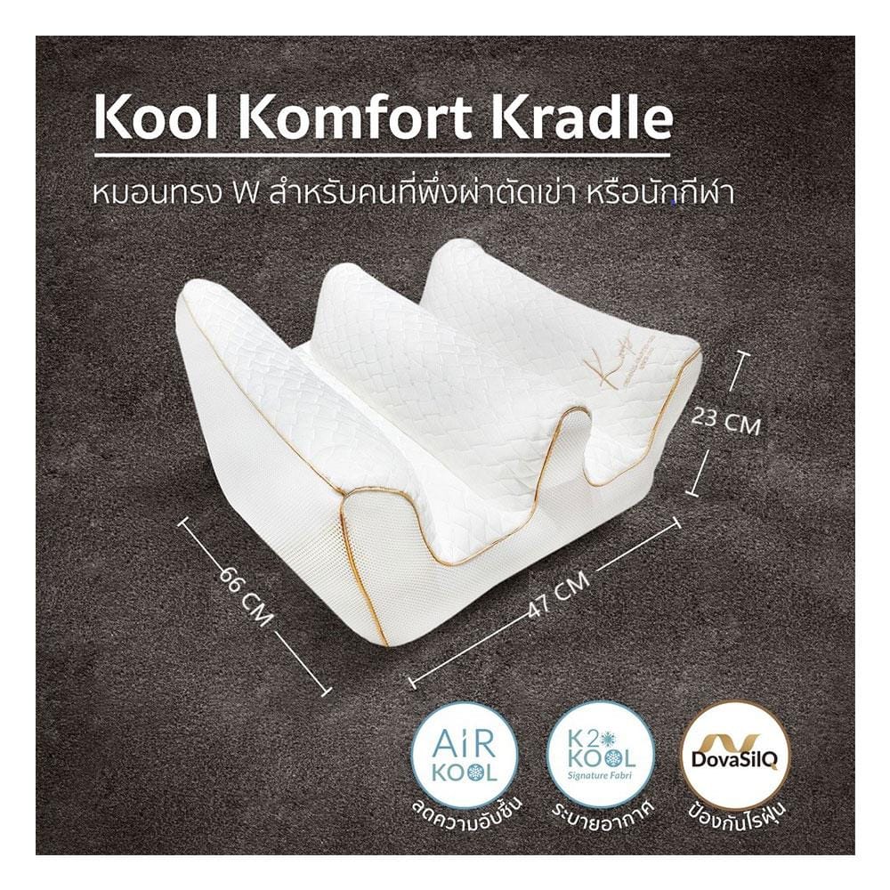 หมอนสุขภาพ ใยสังเคราะห์ KOMFY KOOL KOMFORT KRADLE 17x18 นิ้ว สีขาว