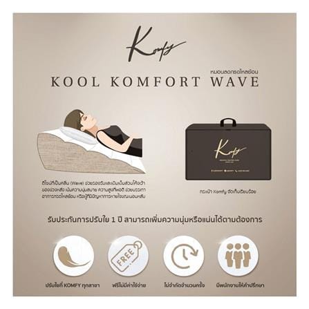 หมอนสุขภาพ ใยสังเคราะห์ KOMFY KOOL KOMFORT WAVE 82x70x27.5 ซม. สีขาว_3