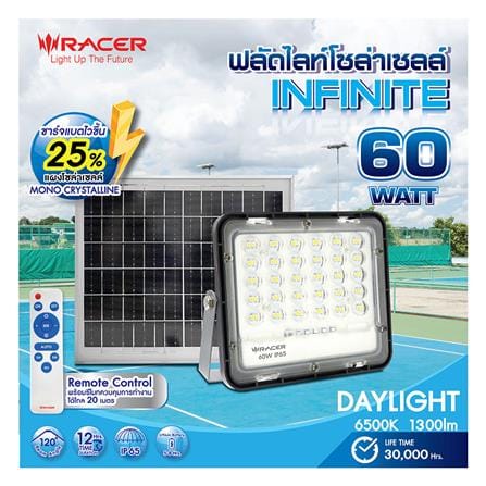 ไฟสปอตไลท์ SOLAR RACER FLOODLIGHT 60 วัตต์ DAYLIGHT สีดำ_6