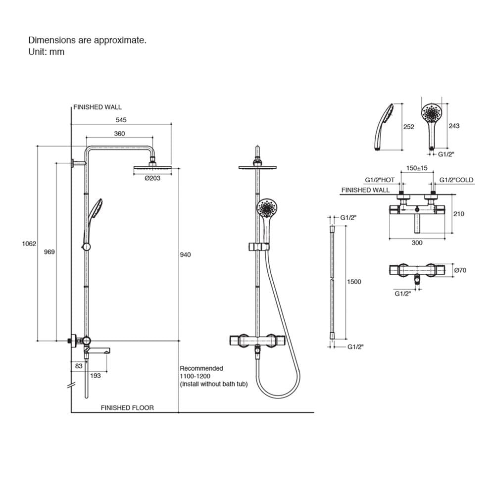 ฝักบัว RAIN SHOWER ผสม KOHLER K-32404T-7-CP