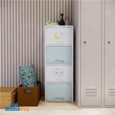 ตู้ลิ้นชัก 4 ชั้น STACKO TINY 45X32X119 ซม. สีฟ้า_1