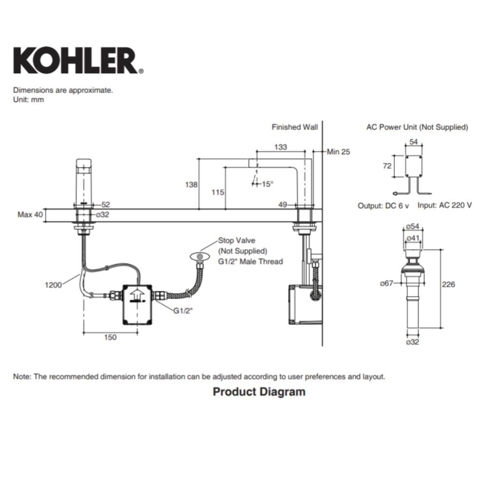 ก๊อกอ่างล้างหน้าเซนเซอร์ KOHLER K-72866X-NW-CP สีโครม