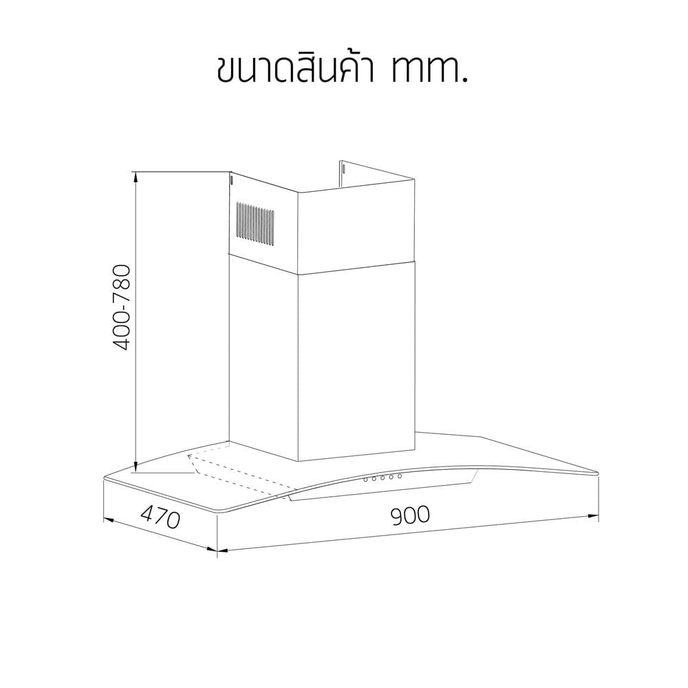 เครื่องดูดควันกระโจม LUCKY FLAME RG-961S 90 ซม.