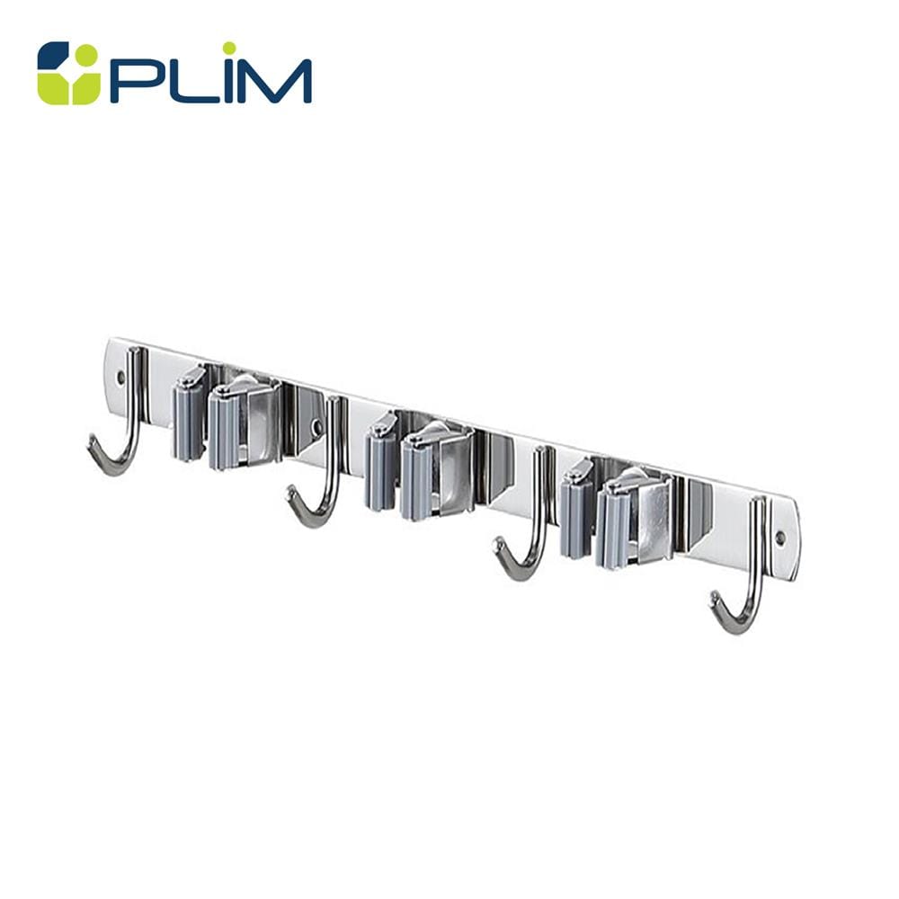 ที่แขวนไม้ม็อปติดผนัง PLIM TITAN 3คลิป 4ตะขอ สีเทา