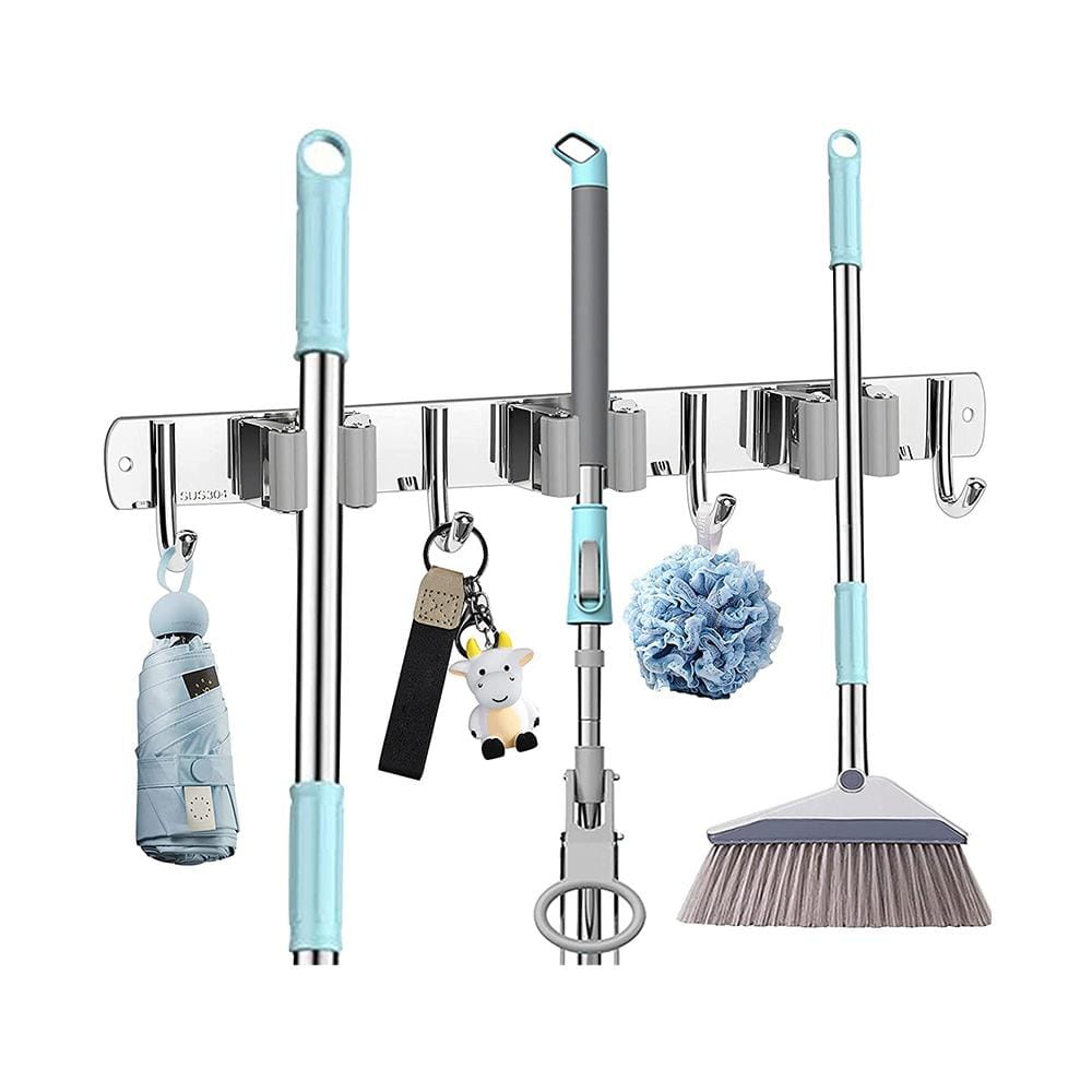 ที่แขวนไม้ม็อปติดผนัง PLIM TITAN 3คลิป 4ตะขอ สีเทา