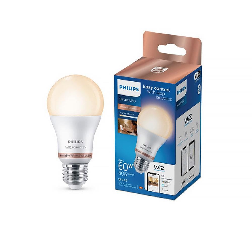 หลอด LED PHILIPS WIZ CONNECTED 8 วัตต์ DAYLIGHT/COOLWHITE/WARMWHITE E27 WIFI BLUETOOTH