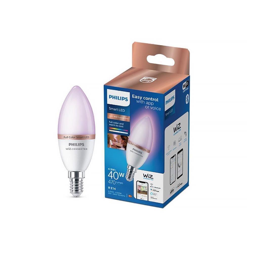 หลอด LED PHILIPS WIZ CONNECTED 4.9 วัตต์ RGB E14 WIFI BLUETOOTH