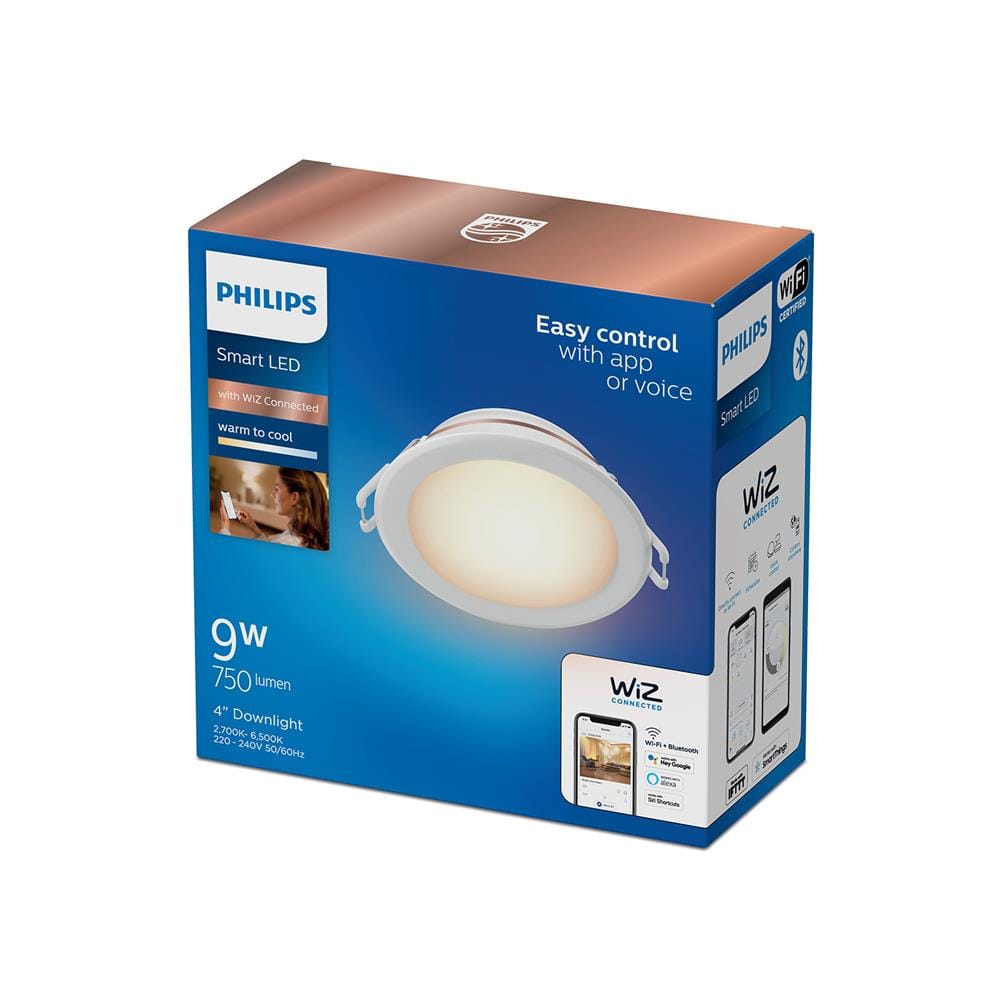 ดาวน์ไลท์ LED PHILIPS WIZ CONNECTED 4 นิ้ว 9 วัตต์ DAYLIGHT/COOL WHITE/WARM WHITE สีขาว