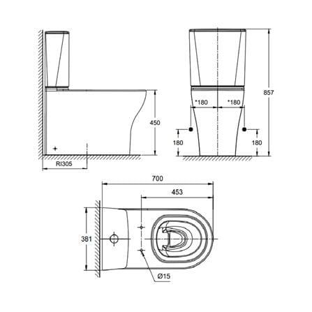 สุขภัณฑ์ 2 ชิ้น AMERICAN STANDARD 2626SC-WT-0 3/4.5 ลิตร สีขาว_1