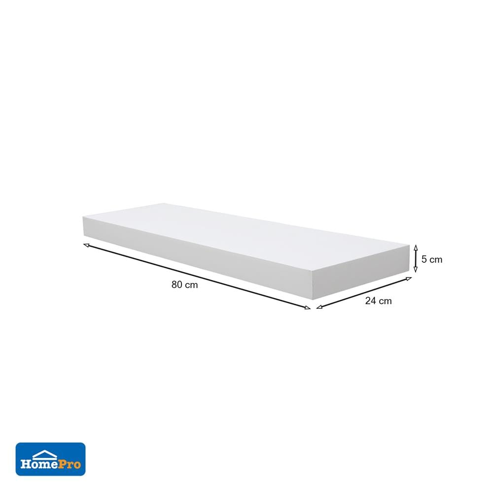 แผ่นชั้นไม้ซ่อนขา STACKO 80x24x5 ซม. สีขาว