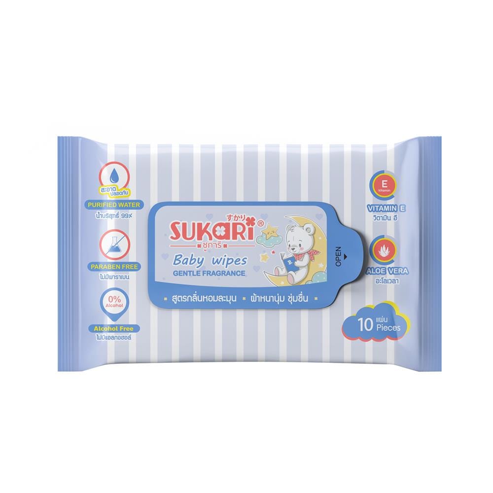 ผ้าเช็ดทำความสะอาด SUKARI GENTLE FRAGRANCE 10 แผ่น (แพ็ก 5 ชิ้น)