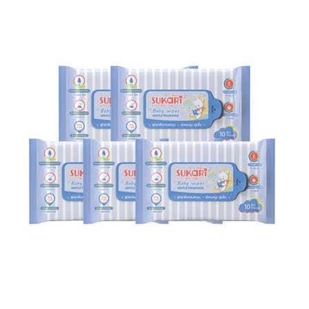 ผ้าเช็ดทำความสะอาด SUKARI GENTLE FRAGRANCE 10 แผ่น (แพ็ก 5 ชิ้น)