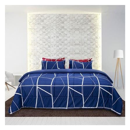 ชุดผ้าปูที่นอน 6 ฟุต 6 ชิ้น PICASSO BASIC สี NAPLES NAVY BLUE_0