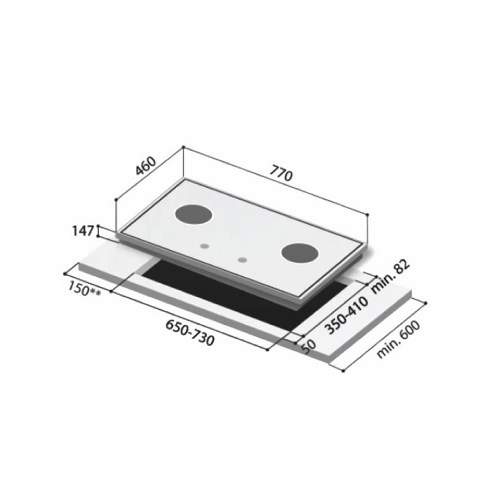 เตาฝังแก๊ส RINNAI RB-72G 77 ซม.