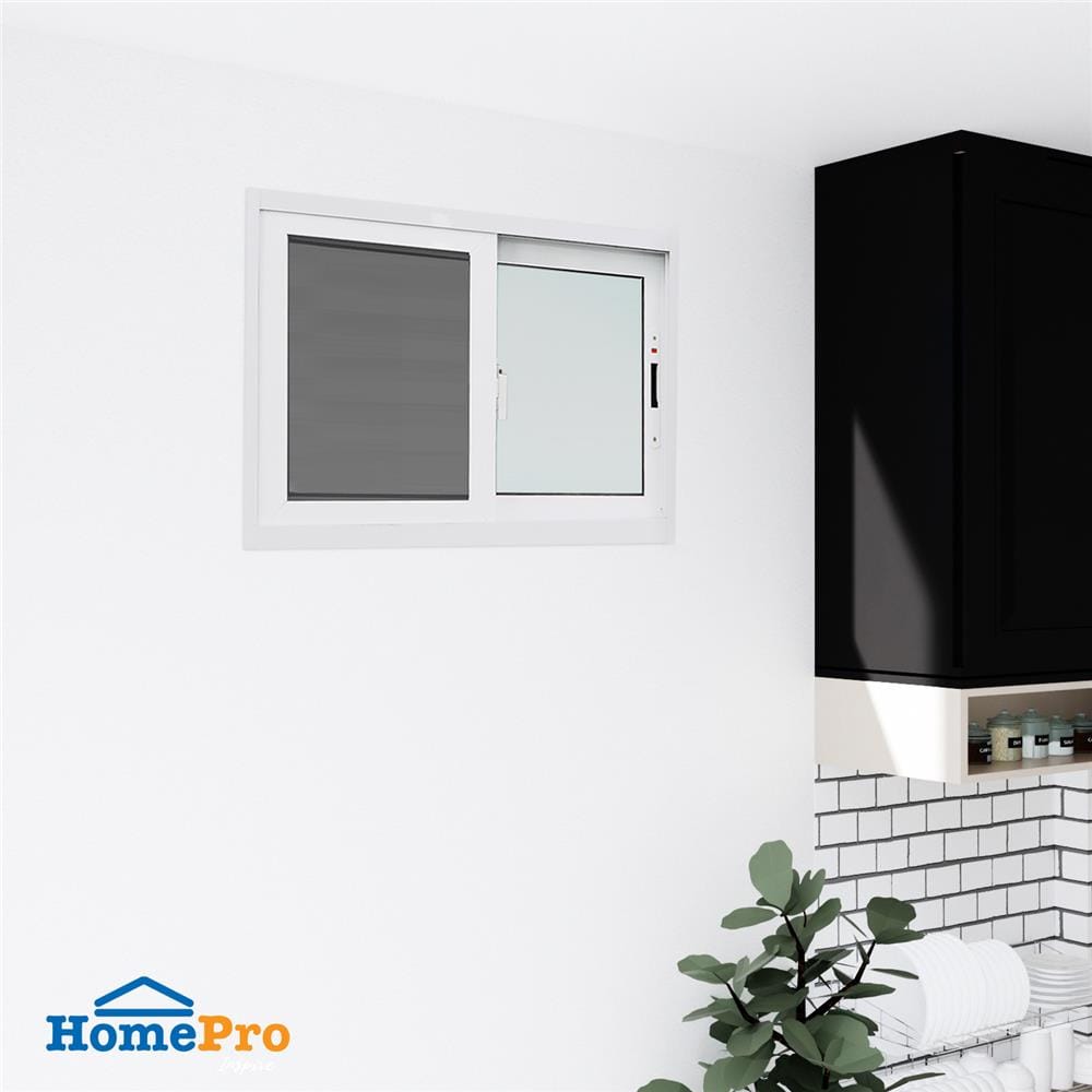 หน้าต่างบานเลื่อน อะลูมิเนียม S-S มุ้ง AZLE 80x50 ซม. สีขาว