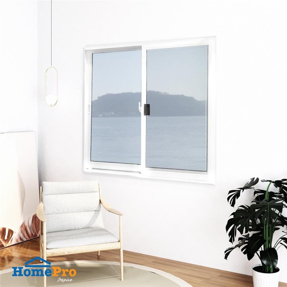 หน้าต่างบานเลื่อน อะลูมิเนียม S-S มุ้ง AZLE 120x110 ซม. สีขาว
