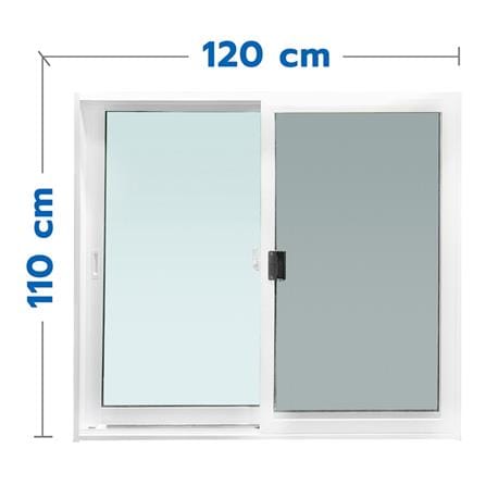 หน้าต่างบานเลื่อน อะลูมิเนียม S-S มุ้ง AZLE 120x110 ซม. สีขาว_0