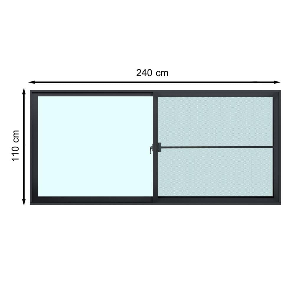 หน้าต่างบานเลื่อน อะลูมิเนียม S-S มุ้ง AZLE 240X110 ซม. สีดำ