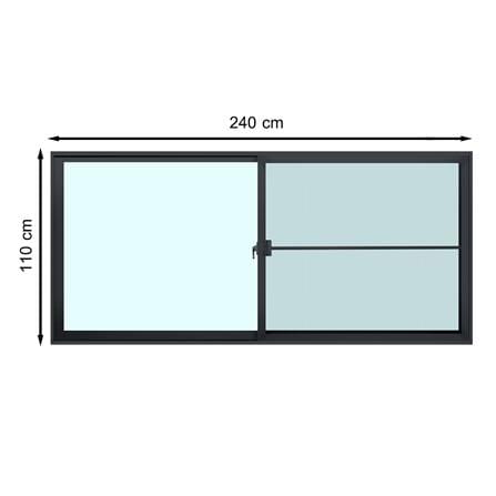 หน้าต่างบานเลื่อน อะลูมิเนียม S-S มุ้ง AZLE 240X110 ซม. สีดำ_0