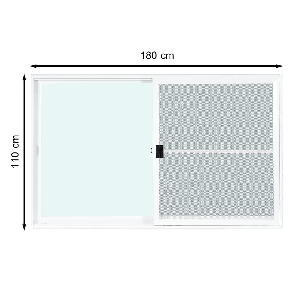 หน้าต่างบานเลื่อน อะลูมิเนียม S-S มุ้ง AZLE 180X110 ซม. สีขาว