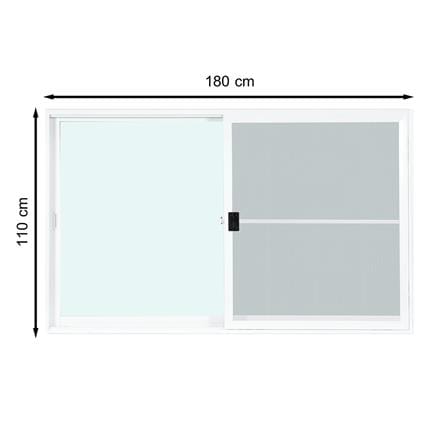 หน้าต่างบานเลื่อน อะลูมิเนียม S-S มุ้ง AZLE 180X110 ซม. สีขาว_0