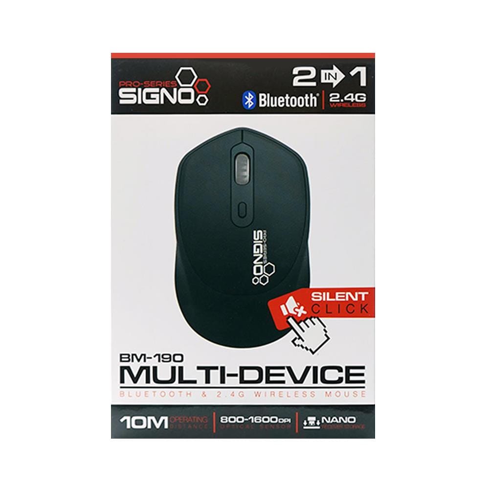 เมาส์ไร้สาย 2 ระบบ SIGNO BM-190 สีขาว