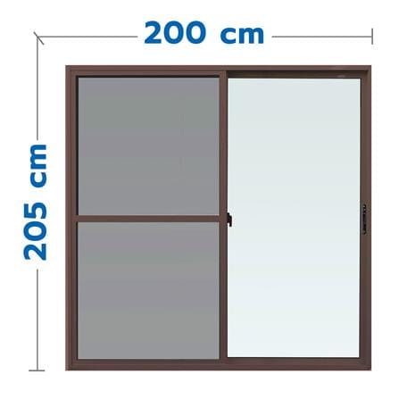 ประตูบานเลื่อน อะลูมิเนียม S-S มุ้ง AZLE 200X205 ซม. สีชา_0