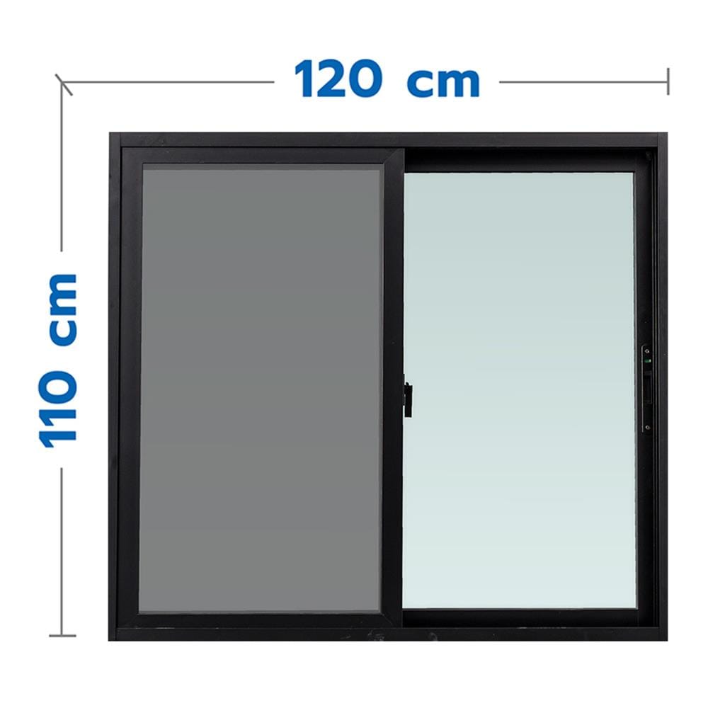หน้าต่างบานเลื่อน อะลูมิเนียม S-S มุ้ง AZLE 120X110 ซม. สีดำ