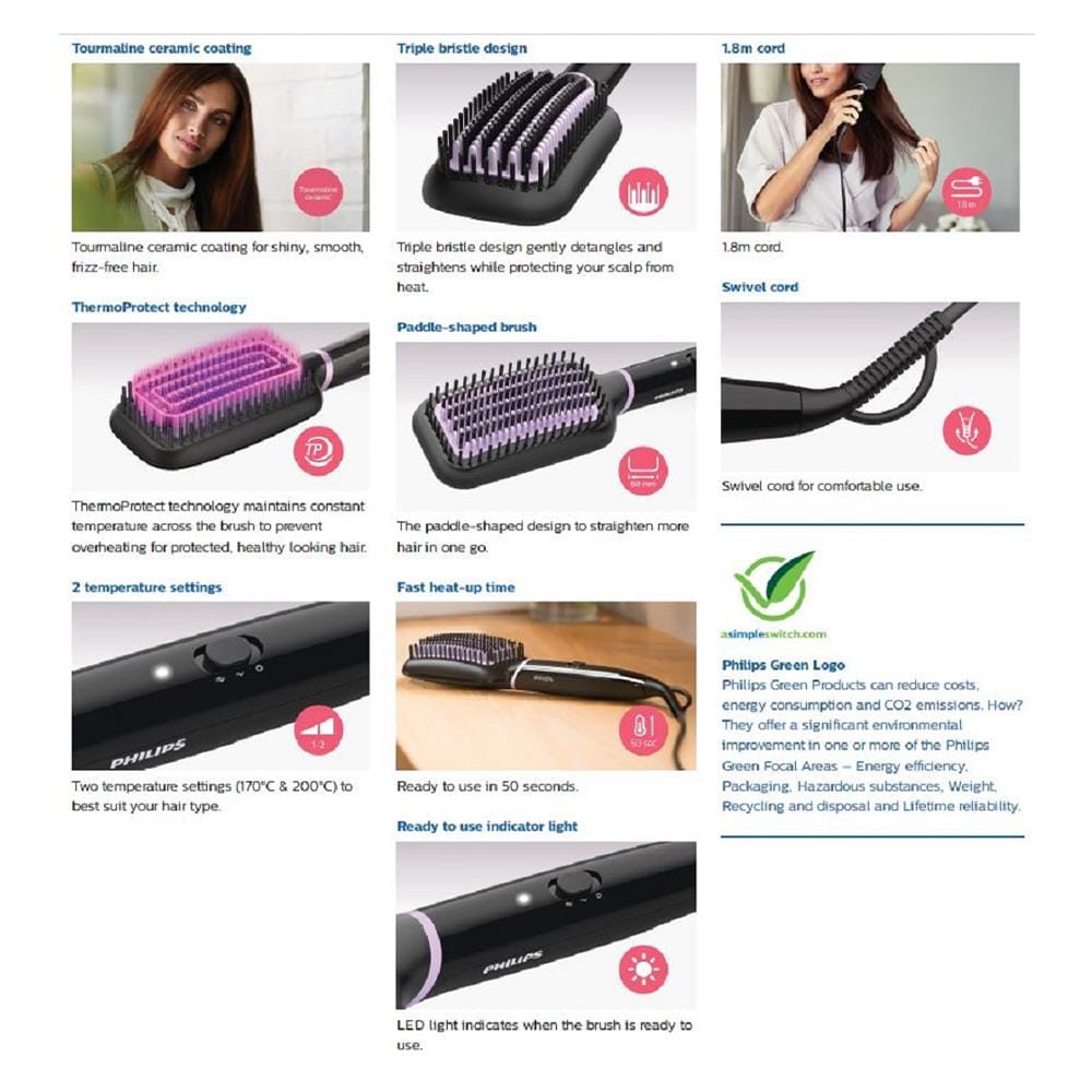 หวีแปรงไฟฟ้า PHILIPS BHH880/00