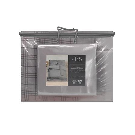 ชุดผ้าปูที่นอน 5 ฟุต (ชุด 5 ชิ้น) HOME LIVING STYLE TARTAN สีเทา_4
