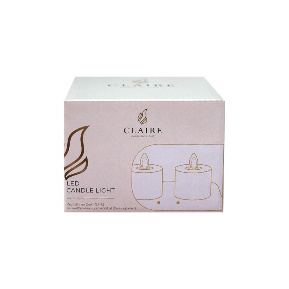 เทียน LED ชาร์จ CLAIRE WARMWHITE สีขาว พร้อมที่ชาร์จ แพ็ค 2 ชิ้น