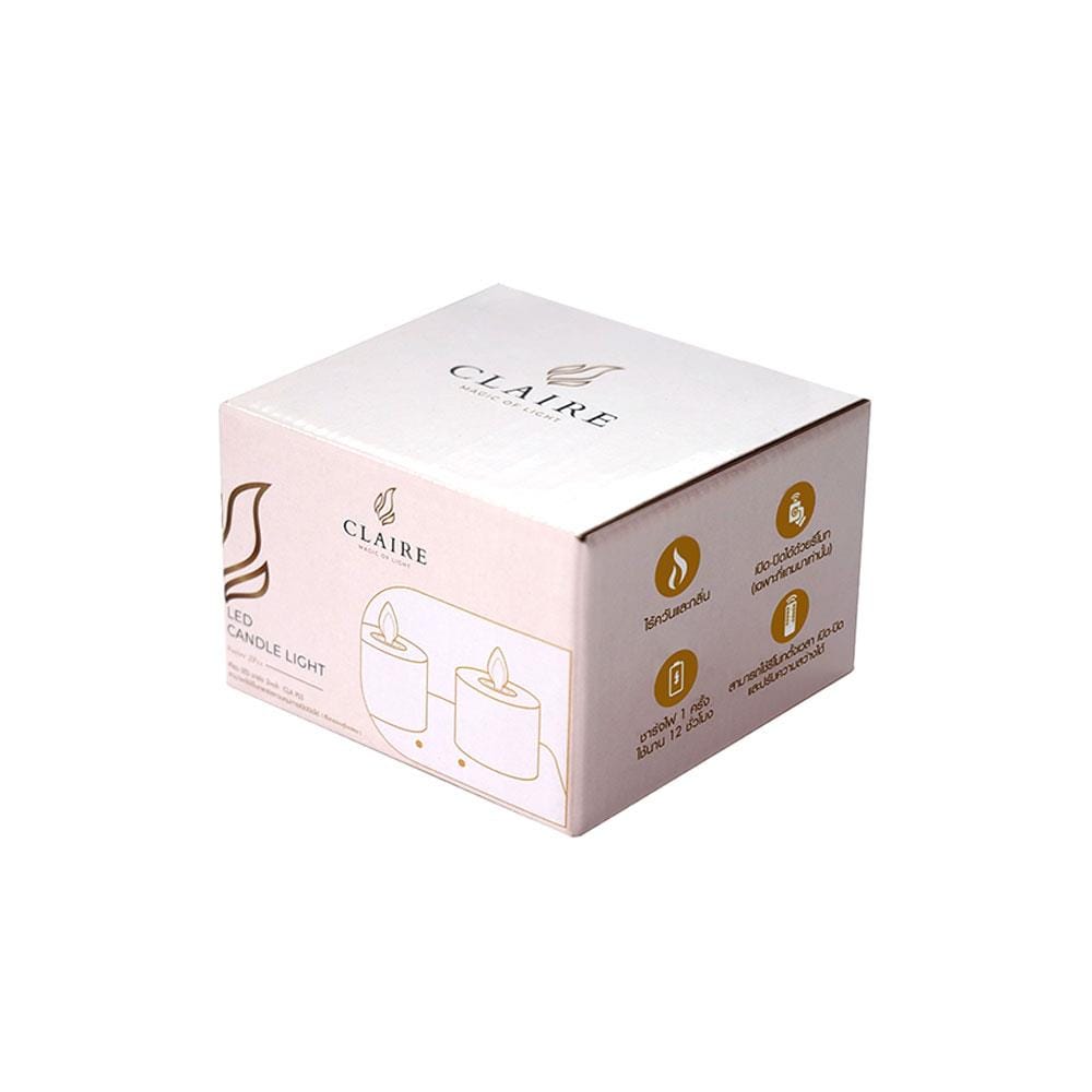 เทียน LED ชาร์จ CLAIRE WARMWHITE สีขาว พร้อมที่ชาร์จ แพ็ค 2 ชิ้น