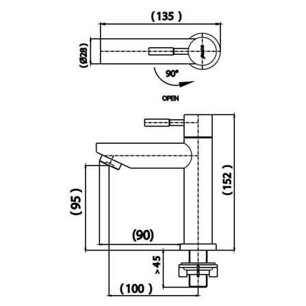 ก๊อกอ่างล้างหน้าเดี่ยว COTTO CT1266C54SA(HM)_1