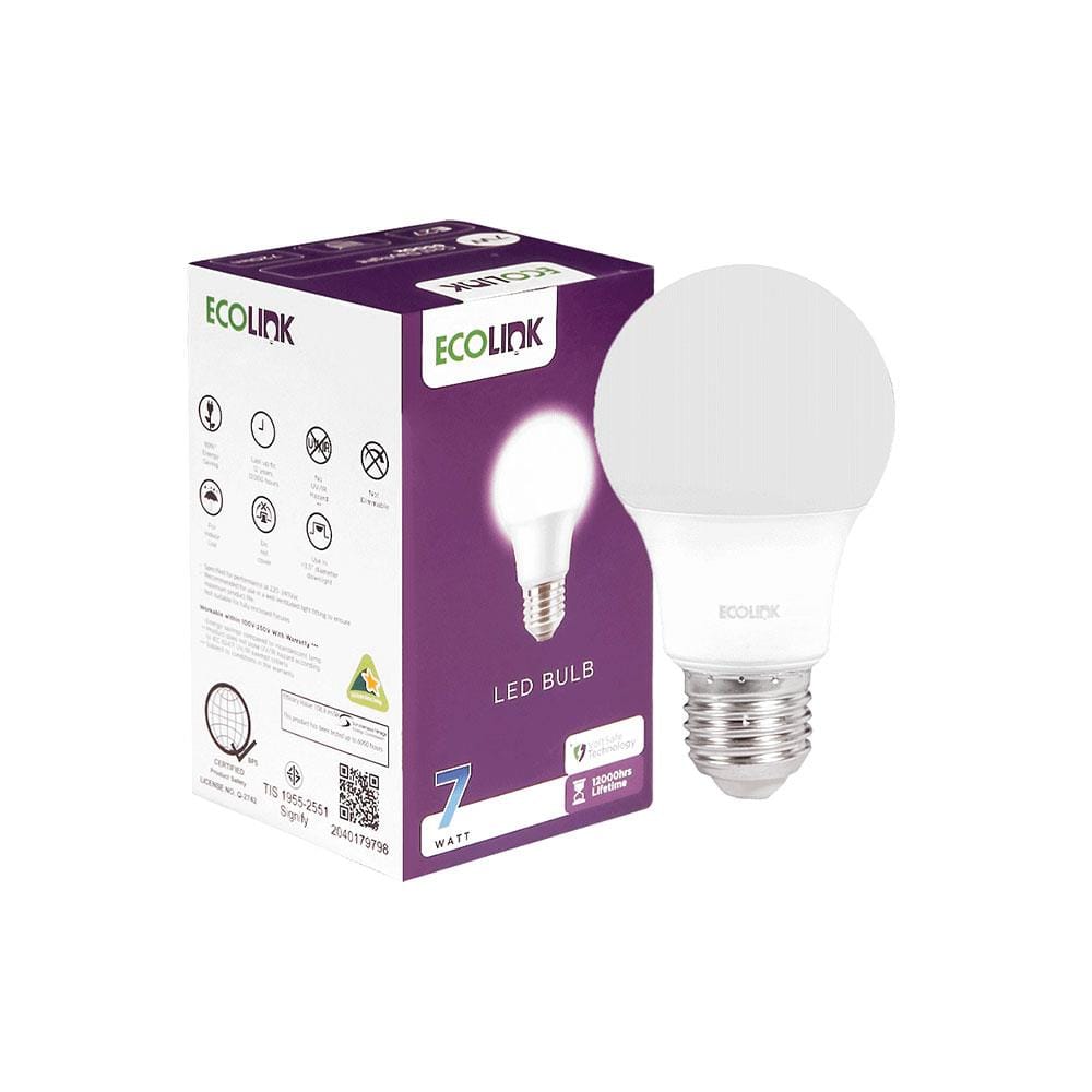 หลอด LED ECOLINK A60 7 วัตต์ DAYLIGHT E27