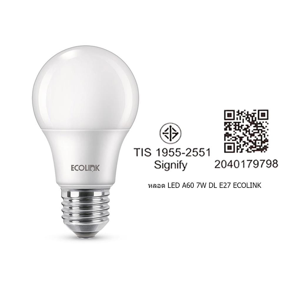 หลอด LED ECOLINK A60 7 วัตต์ DAYLIGHT E27