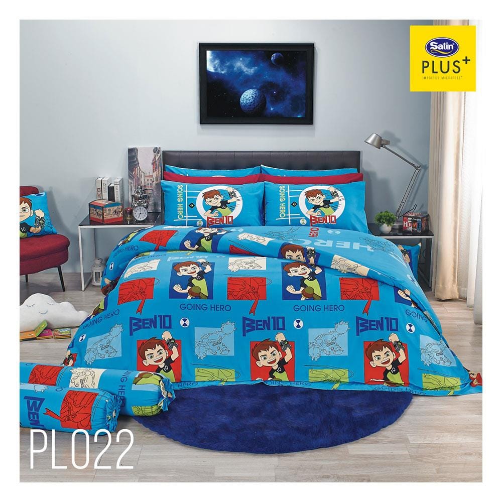 ชุดผ้าปูที่นอน 6 ฟุต 6 ชิ้น SATIN PLUS BENTEN PL022