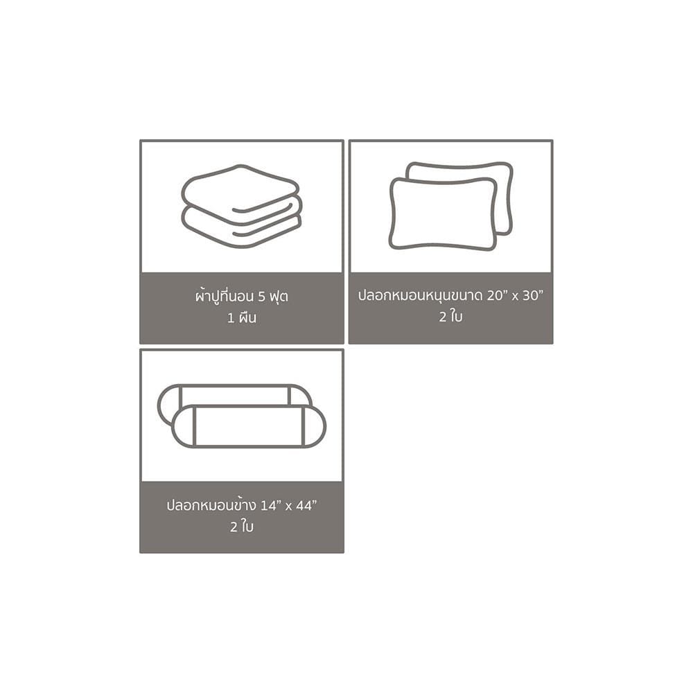 ชุดผ้าปูที่นอน 5 ฟุต 5 ชิ้น SATIN PLUS THOMAS PL001