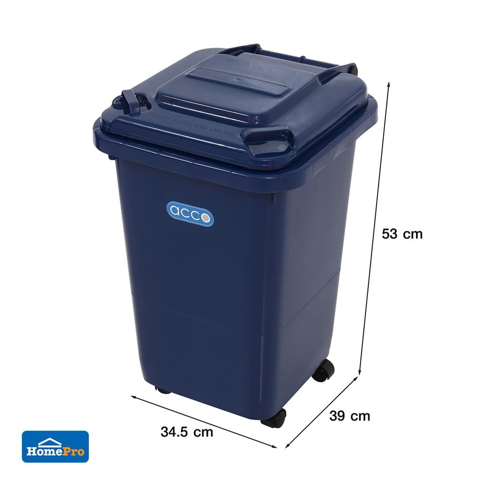 ถังขยะฝาเปิดปิดมีล้อ ACCO CLEAN 32 ลิตร สีน้ำเงิน