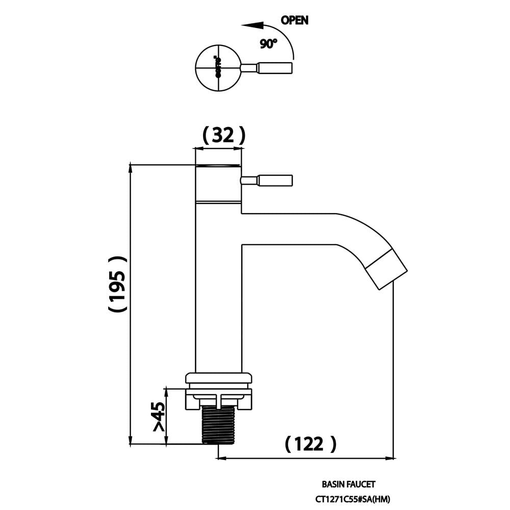 ก๊อกอ่างล้างหน้าเดี่ยว COTTO CT1271C55SA(HM)