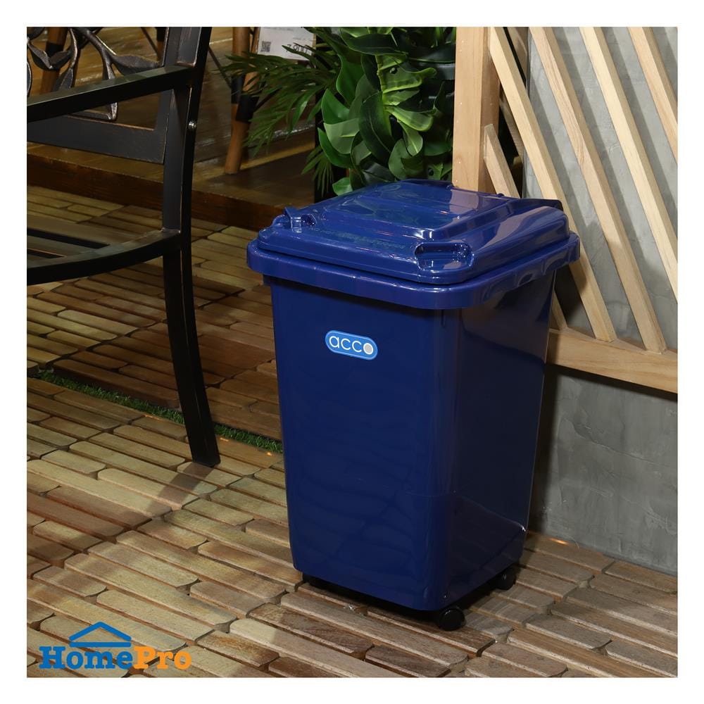 ถังขยะฝาเปิดปิด มีล้อ ACCO CLEAN 60 ลิตร สีน้ำเงิน