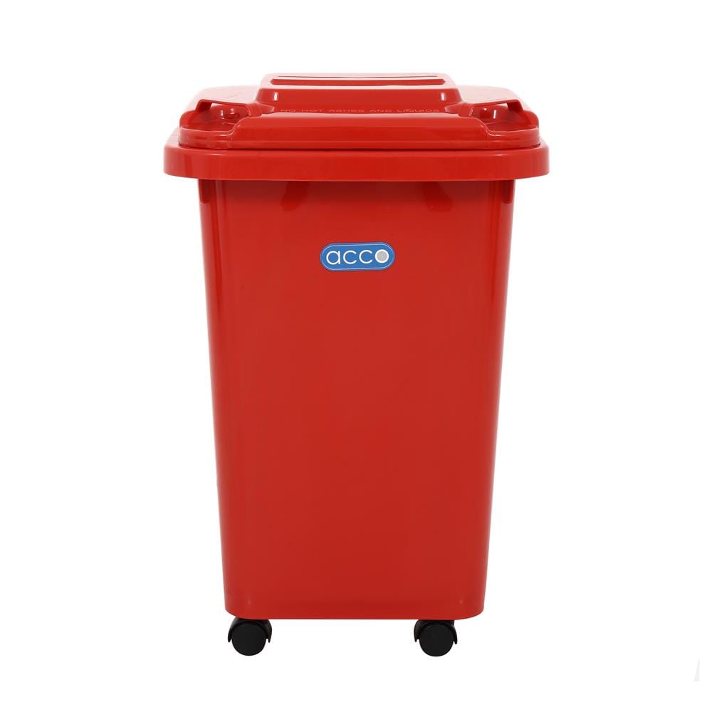 ถังขยะฝาเปิดปิดมีล้อ ACCO CLEAN 60 ลิตร สีแดง