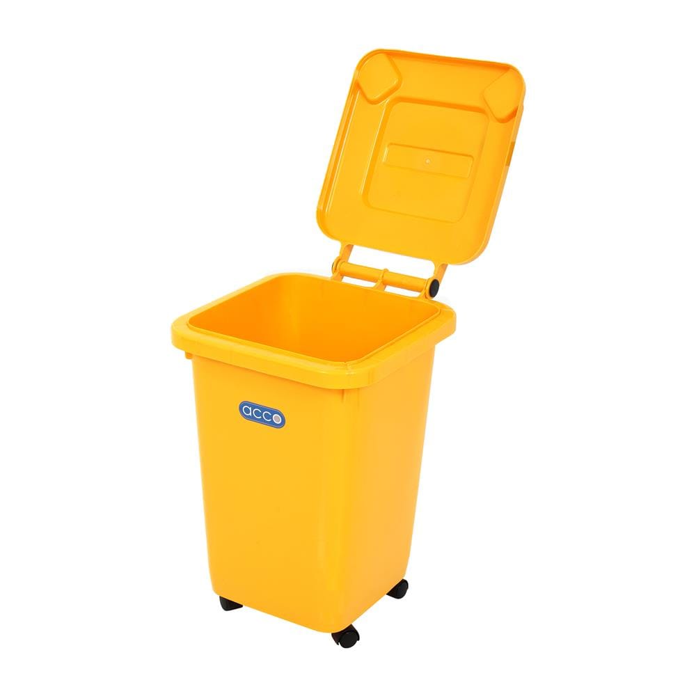 ถังขยะฝาเปิดปิดมีล้อ ACCO CLEAN 32 ลิตร สีเหลือง