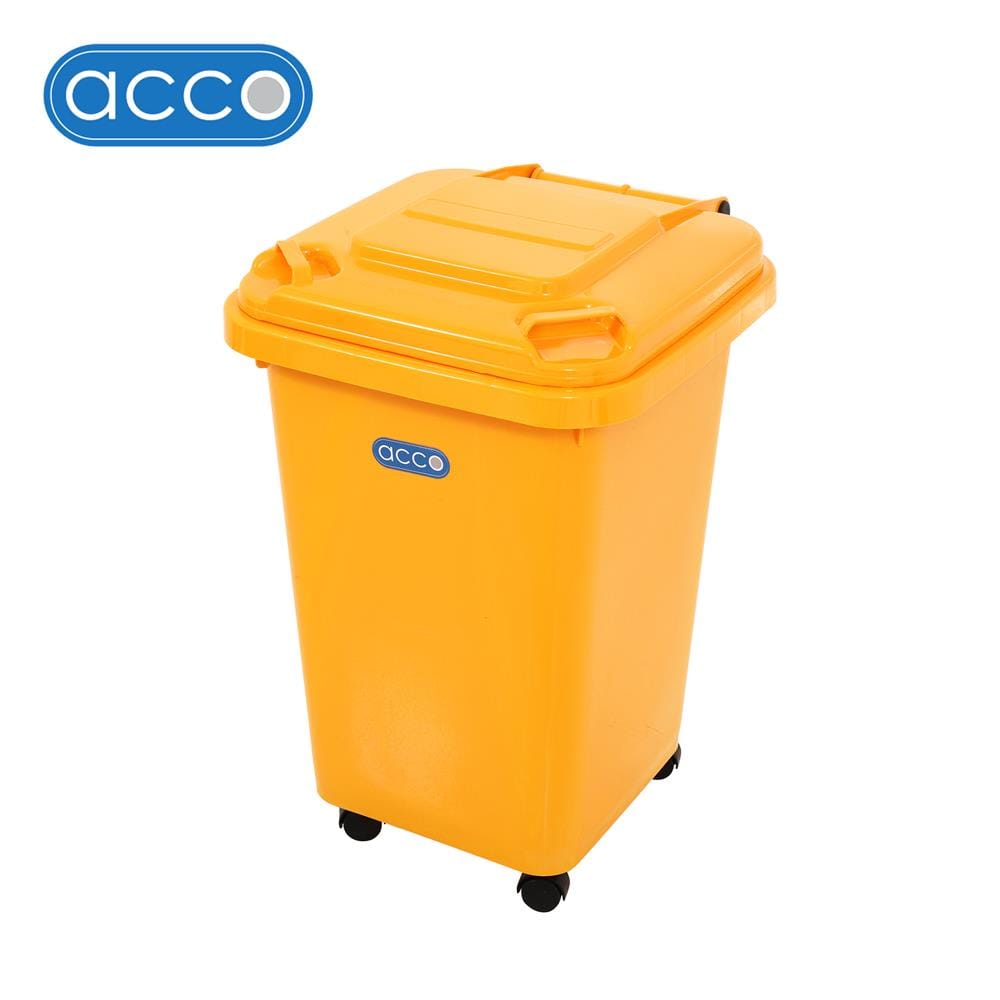 ถังขยะฝาเปิดปิดมีล้อ ACCO CLEAN 60 ลิตร สีเหลือง