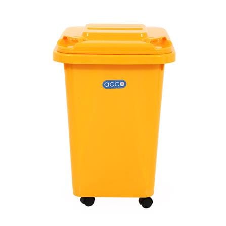 ถังขยะฝาเปิดปิดมีล้อ ACCO CLEAN 60 ลิตร สีเหลือง_1