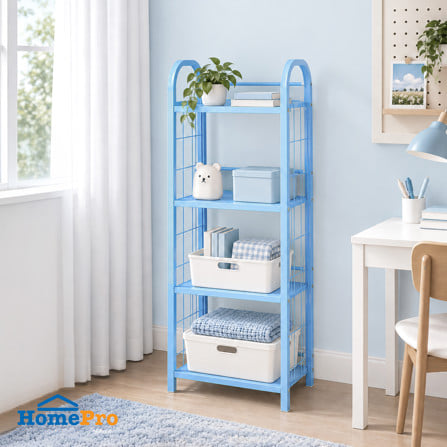 ชั้นวางของ 4 ชั้น STACKO AMAS 44x30.5x124 ซม. สีฟ้า