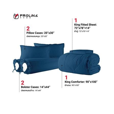ชุดผ้าปูที่นอน 6 ฟุต 6 ชิ้น FROLINA MICROTEX SF018_2