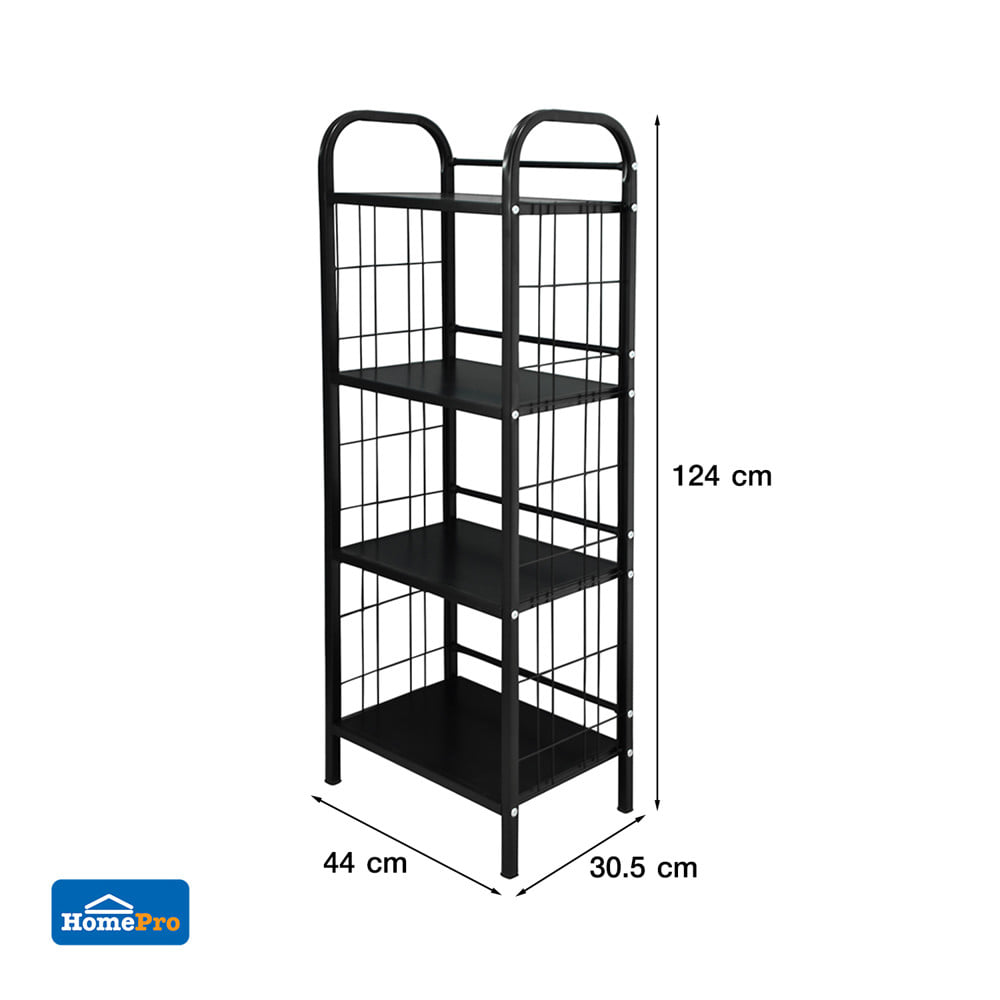 ชั้นวางของ 4 ชั้น STACKO AMAS 44x30.5x124 ซม. สีดำ