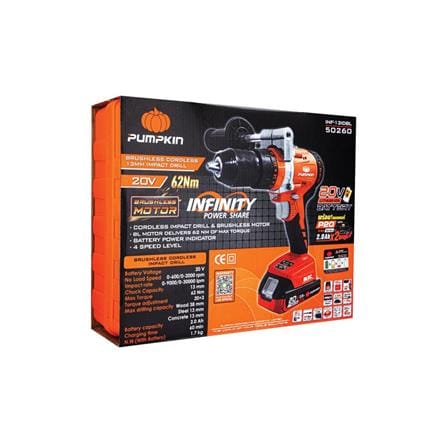สว่านกระแทกไร้สาย PUMPKIN NF-13IDBLI 50260 20 โวลต์_3