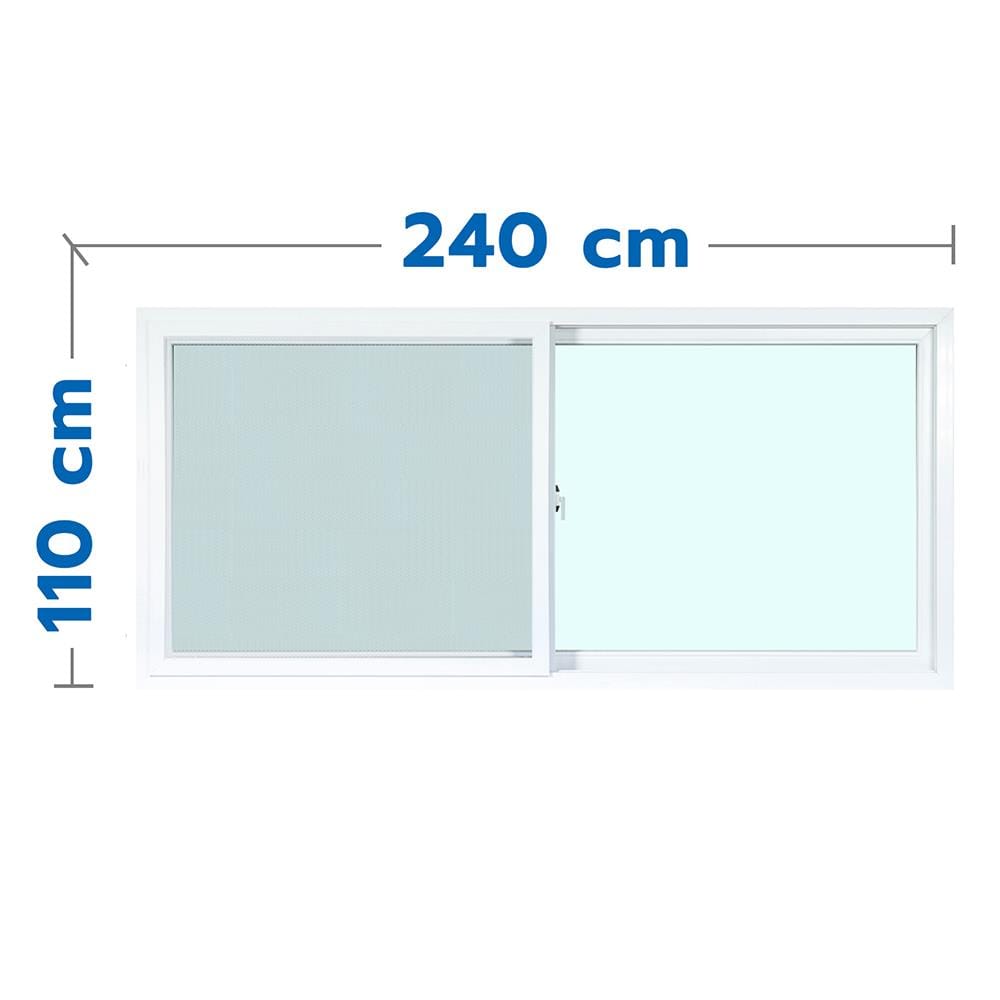 หน้าต่างบานเลื่อน UPVC S-S มุ้ง AZLE 240X110 ซม. สีขาว